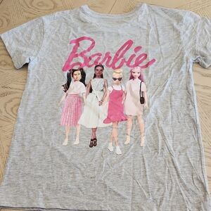 Barbie Shirt Girls Size 14-16  Gray & Pink Graphic Tee  Pink Script Brand New